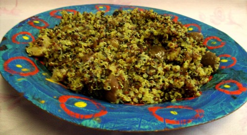 levana-cooks-quinoa-Fried-Onions-Chestnuts