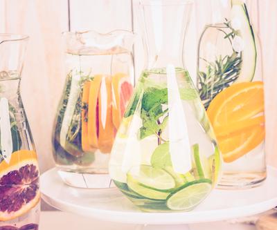 Detox citrus infused water as a refreshing summer drink.
